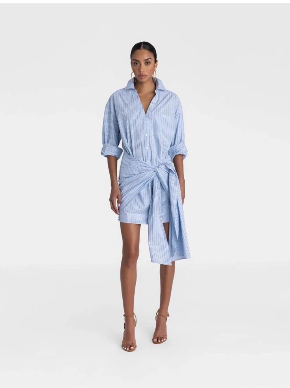 KBB by Kahlana Tie Waist Shirtdress - Light Blue, XS
